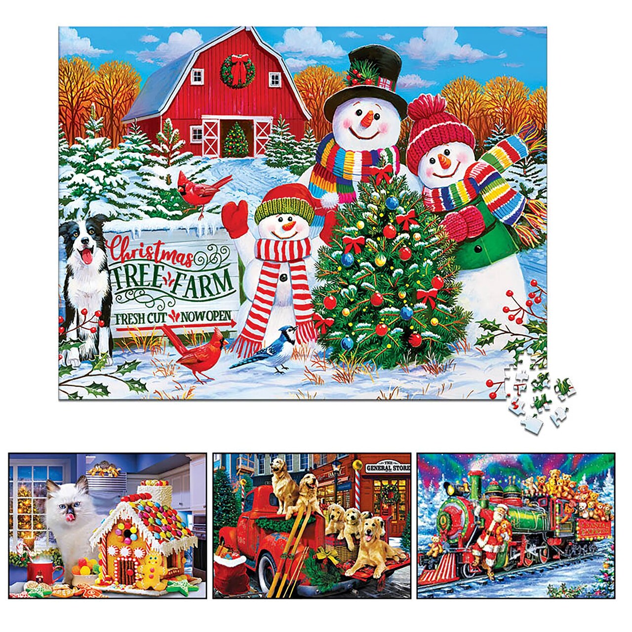 Collections Etc 4-Pack Festive Holiday Puzzle Set, 500-Pieces Each
